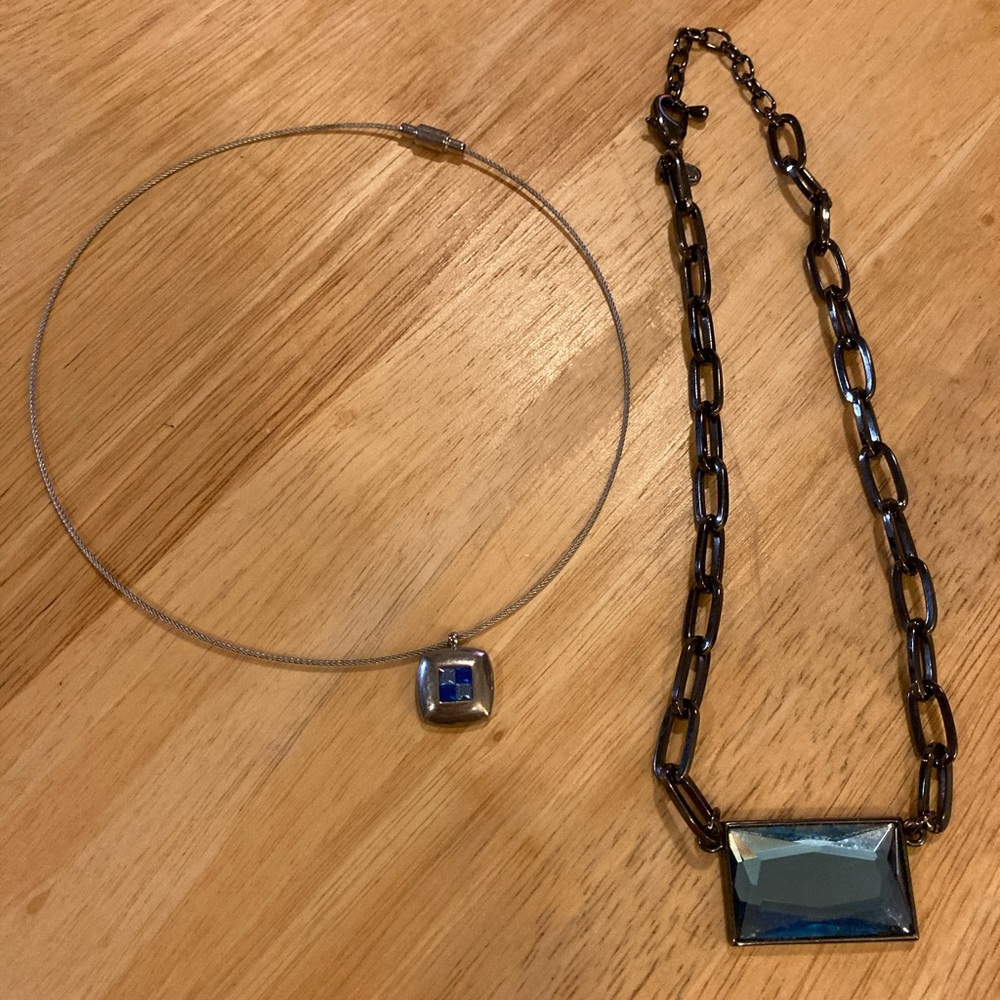 Two blue gem necklaces